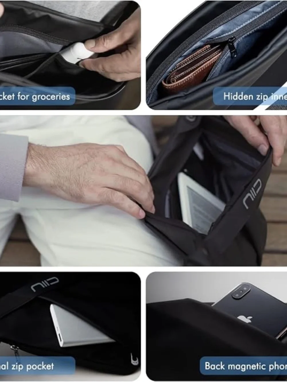 NIID FINO IV Mens Sling Anti Theft Bag